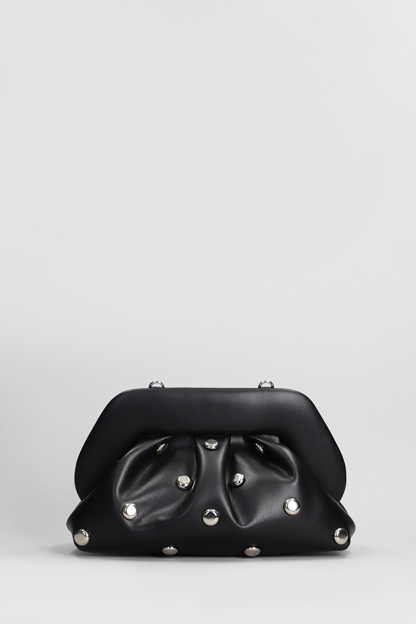 Tia Beads Clutch in black faux leather Borse