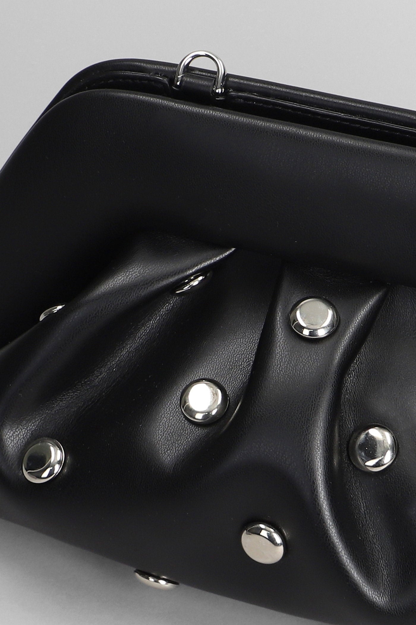 Tia Beads Clutch in black faux leather Borse