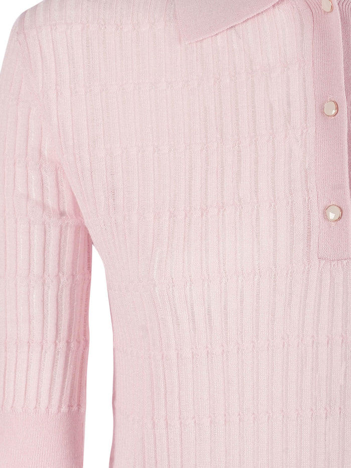 SWEATER Pink Silk Wool Crewneck