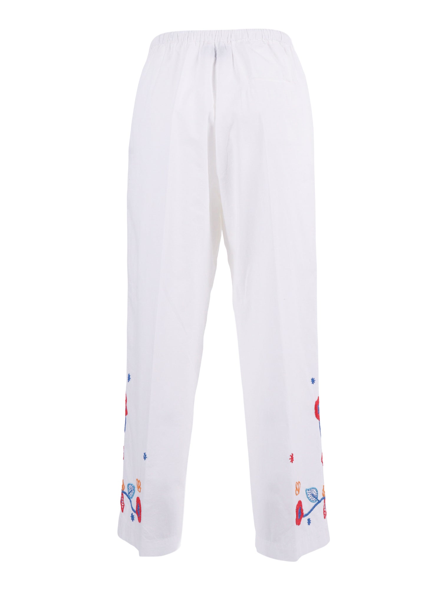 Poplin Trousers With Broderie En R�ve Embroidery White