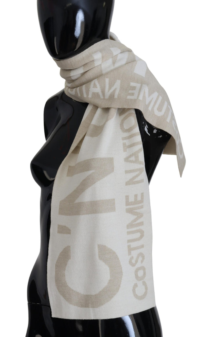 Costume National 50% Acrylic 50% Wool scarf in beige — view 2