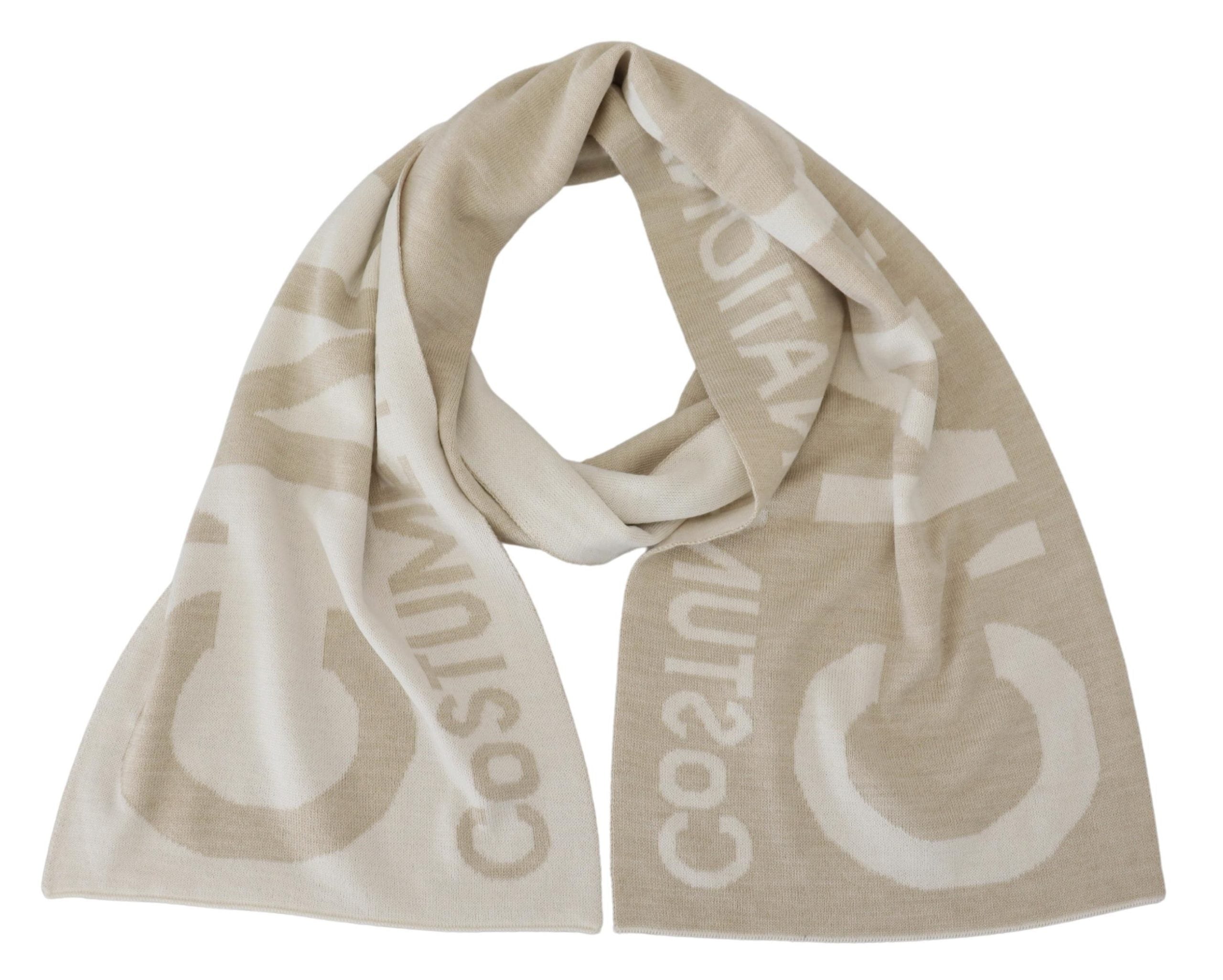 Costume National 50% Acrylic 50% Wool scarf in beige — view 4