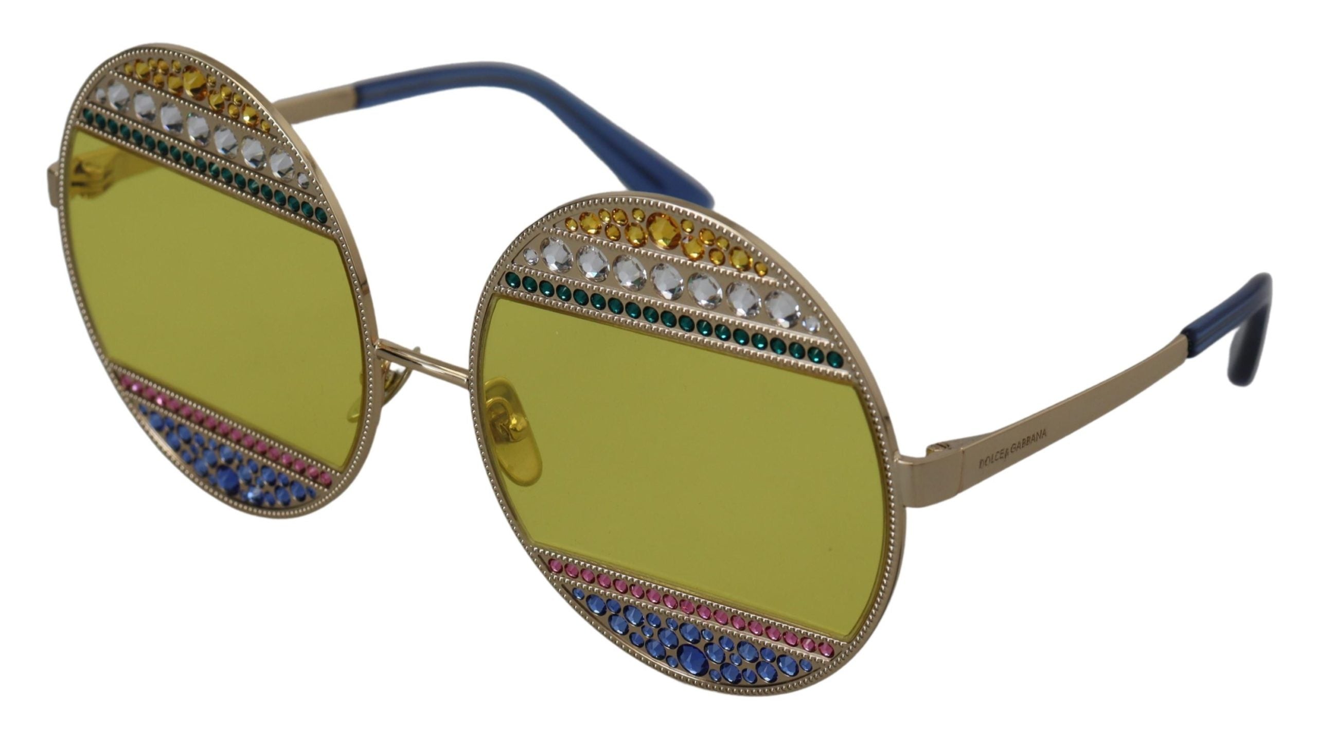 Gold Oval Metal Crystals Shades Dg2209b Sunglasses