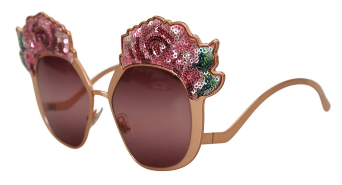 Pink Gold Rose Sequin Embroidery Dg2202 Sunglasses Metal