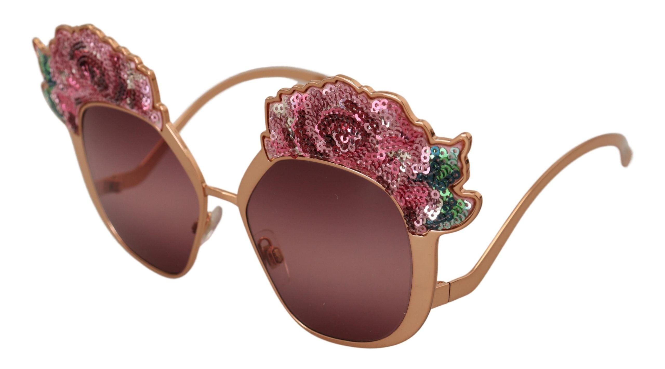 Pink Gold Rose Sequin Embroidery Dg2202 Sunglasses Metal
