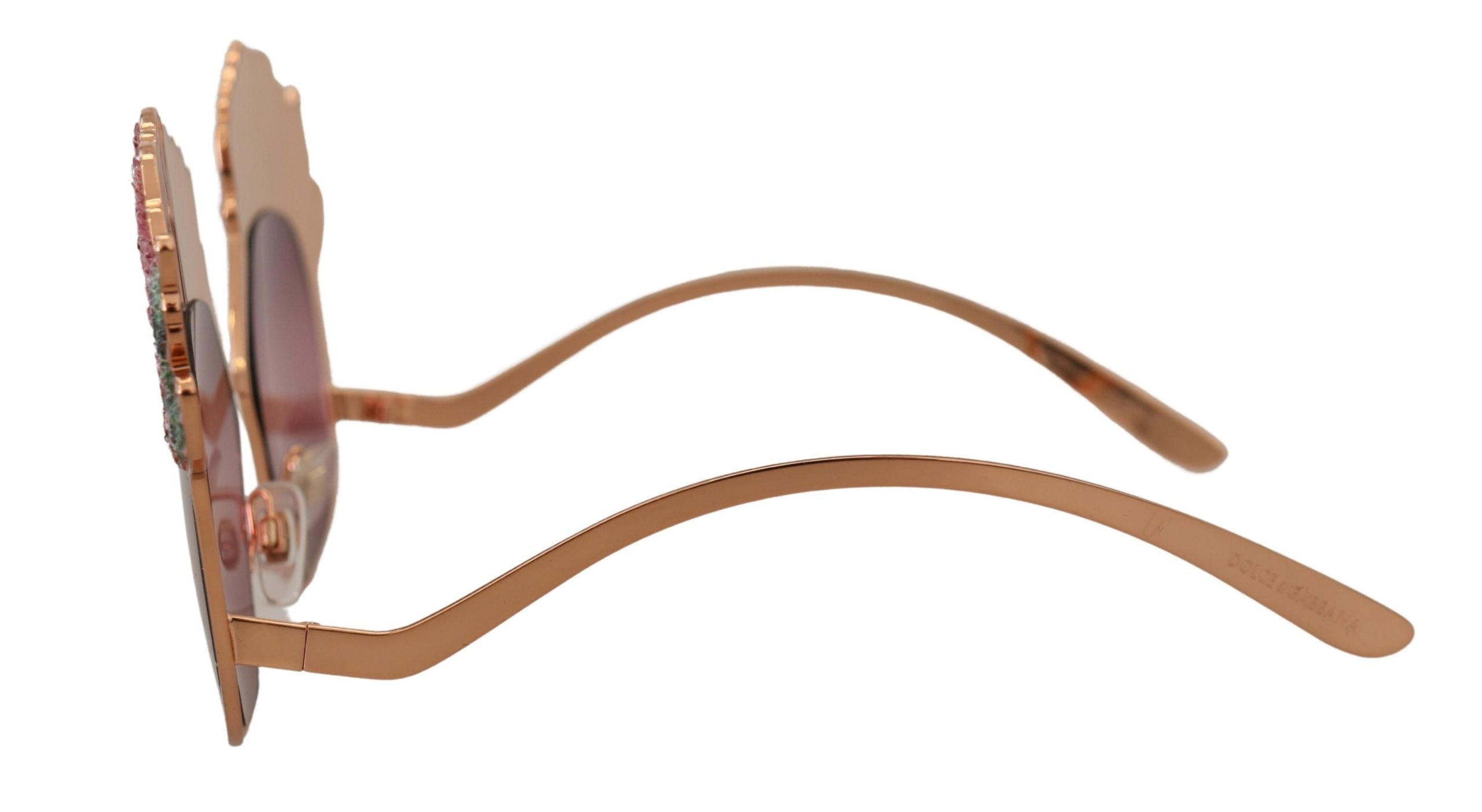 Pink Gold Rose Sequin Embroidery Dg2202 Sunglasses Metal