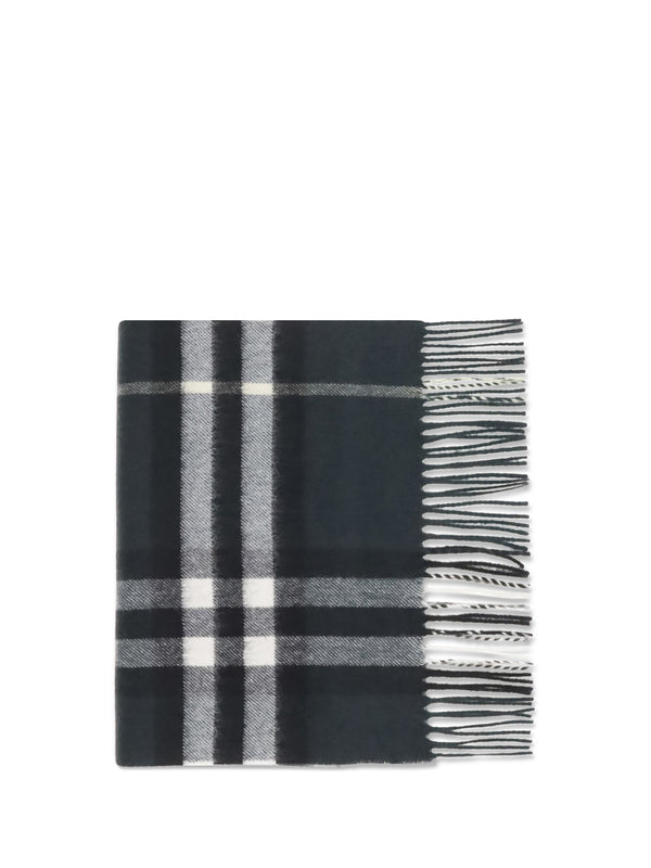 Cashmere Check Scarf Anchor Green Kashmir/capra Hircus