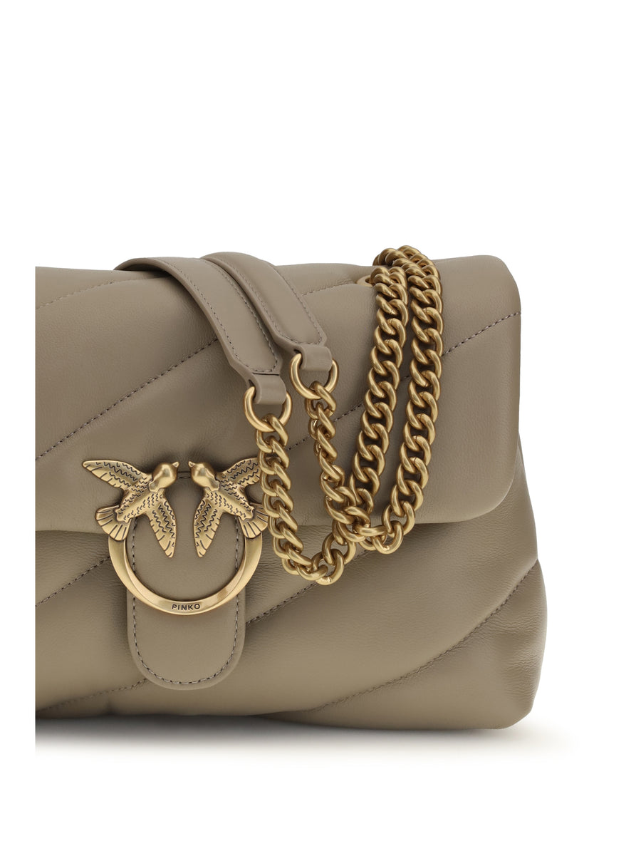 Leather Shoulder Bag Love Classic Taupe Grey/antique Gold Calf