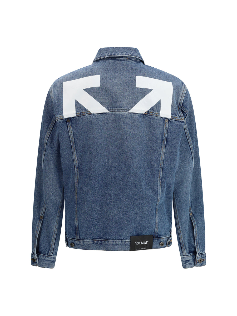 Denim Jacket Half Arrow Light Medium Blue Cotton