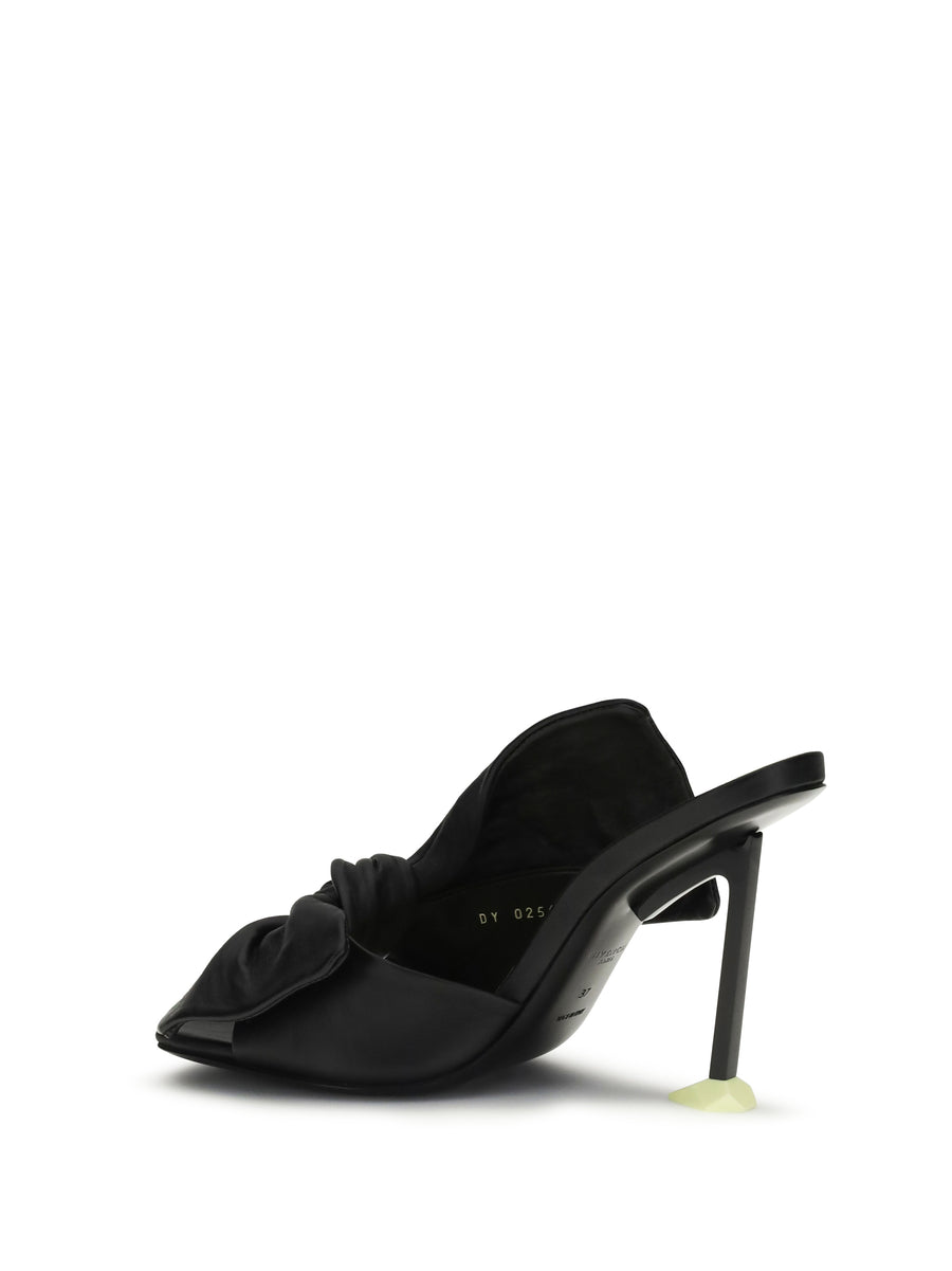 Heeled Mules Boudoir Black Shearling Lamb Leather Sandal