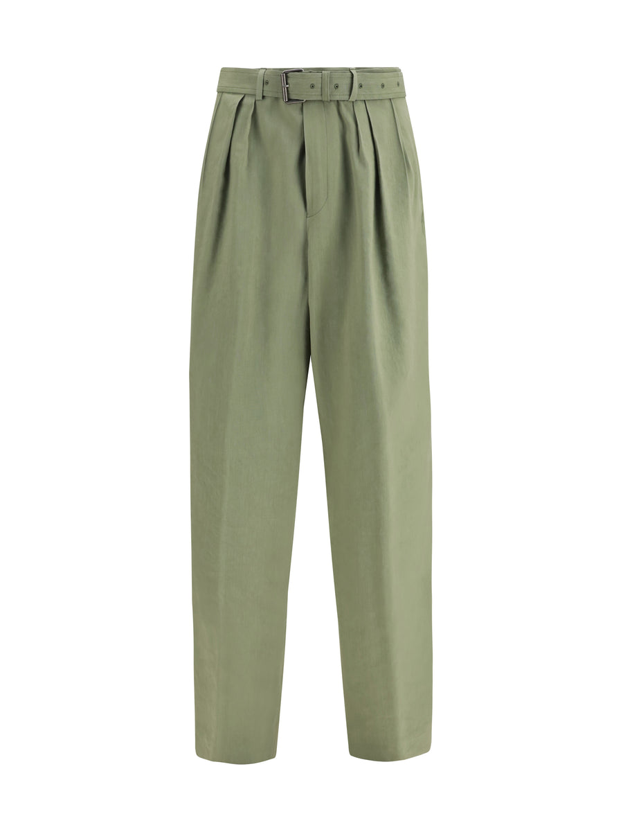 Wide-Leg Trousers Preaches Pistachio Wool (ovis Aries)