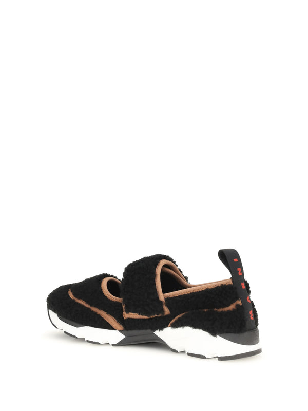 Sneakers Mary Jane Shearling Black Upper Polyamide Trainers