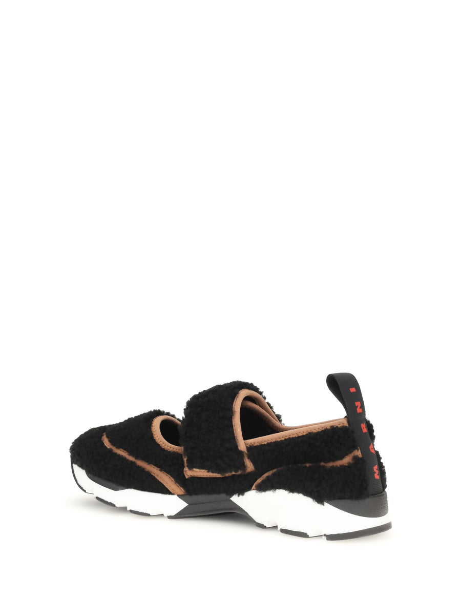 Sneakers Mary Jane Shearling Black Upper Polyamide Trainers
