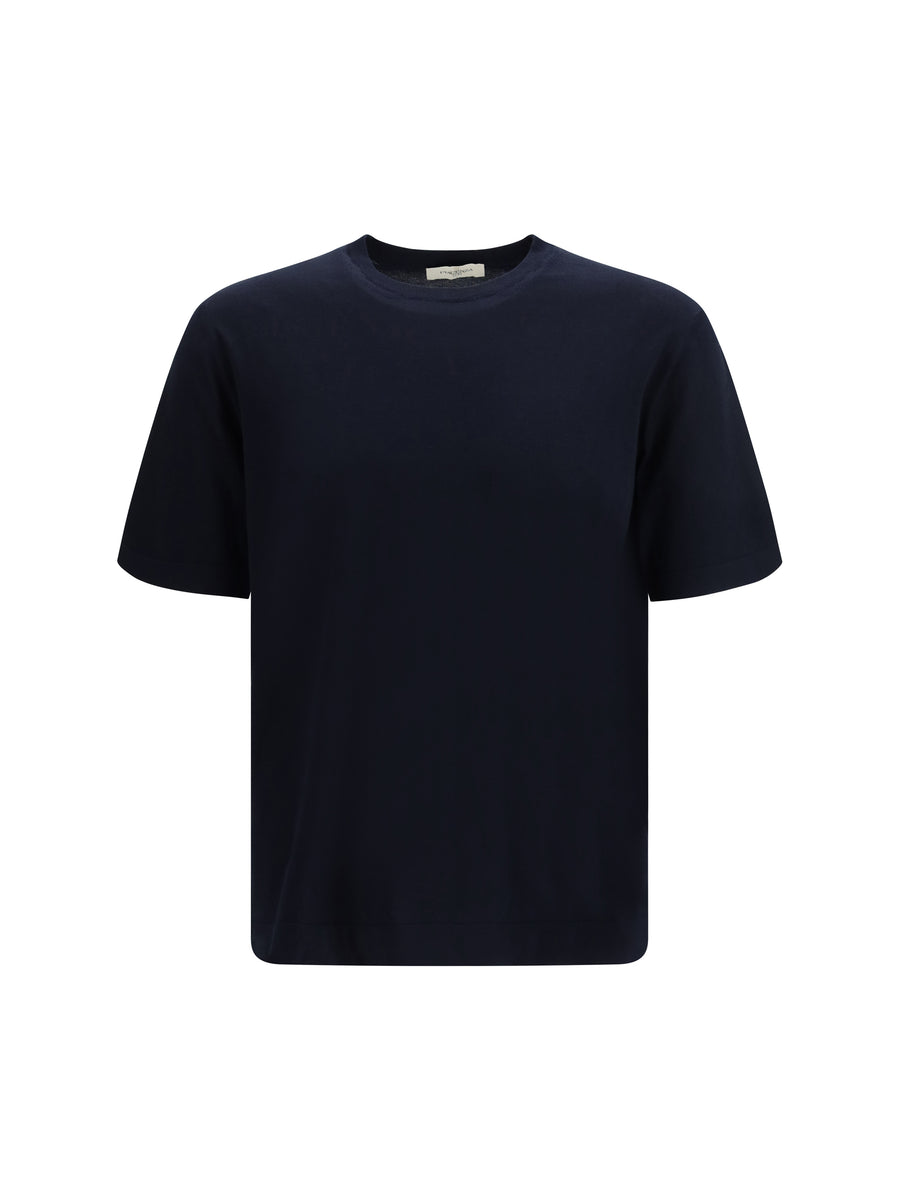 Piacenza Cashmere 100% Cotton t-shirt in navy