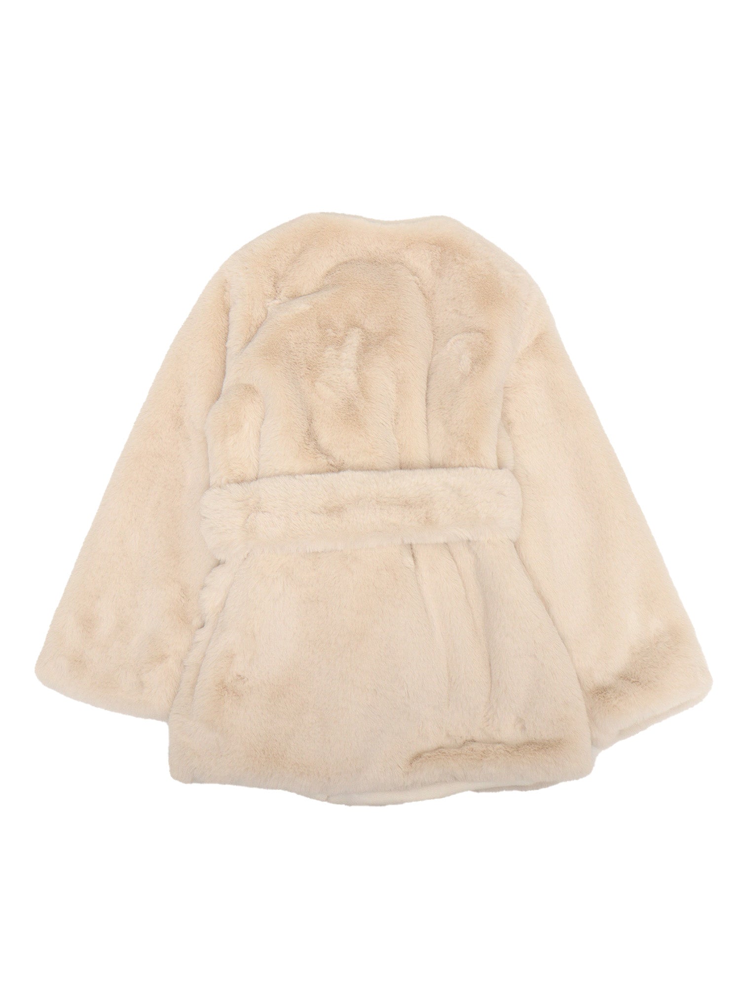 Belted Eco-Fur Jacket White Ecofur