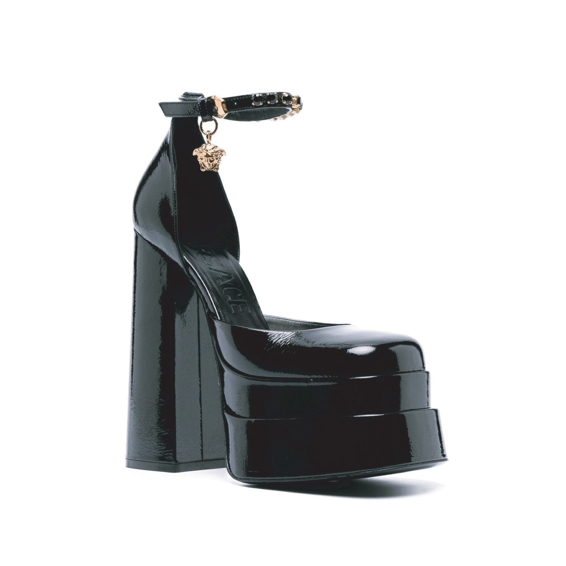 Leather Platform Sandals Black Calf