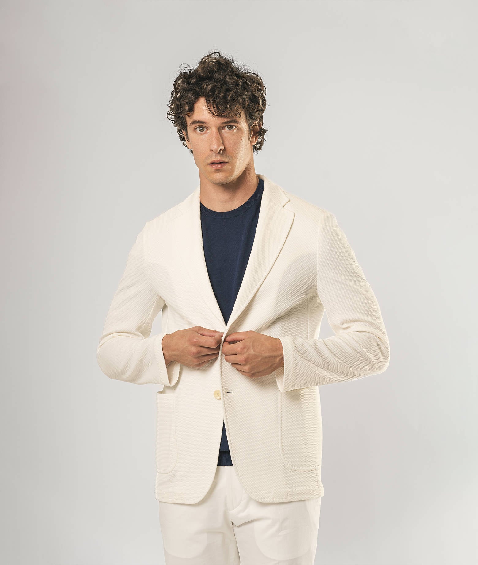 Sporty Cotton Blazer Muscat Blue Jersey Jacket