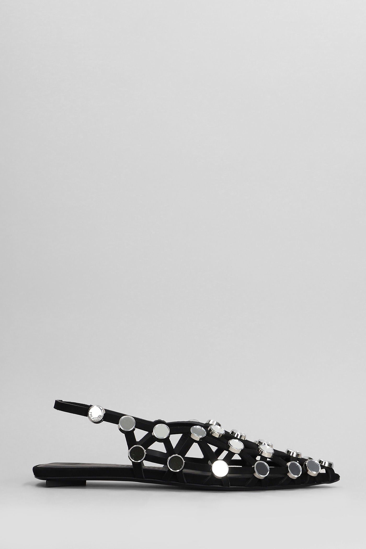 Grid Flats in black leather Scarpe