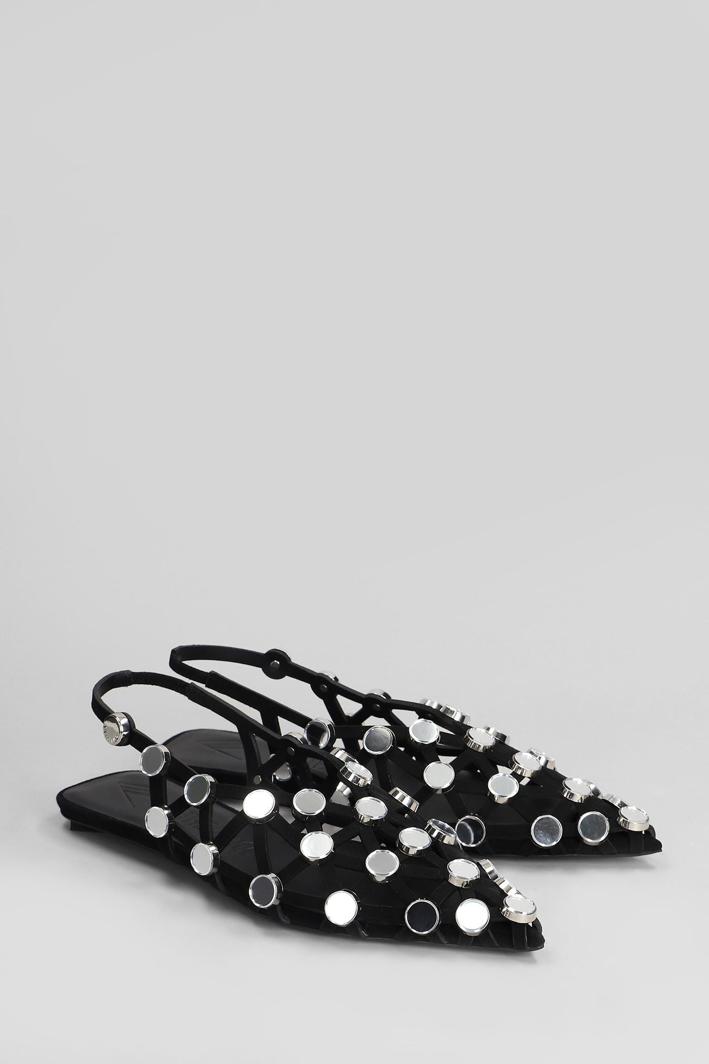 Grid Flats in black leather Scarpe