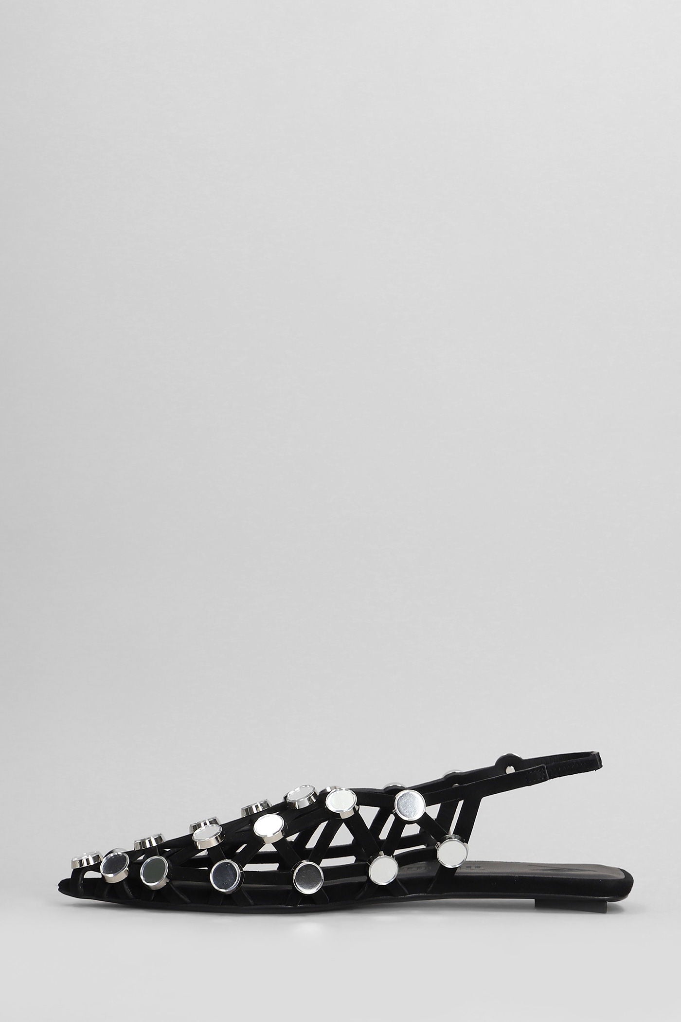 Grid Flats in black leather Scarpe