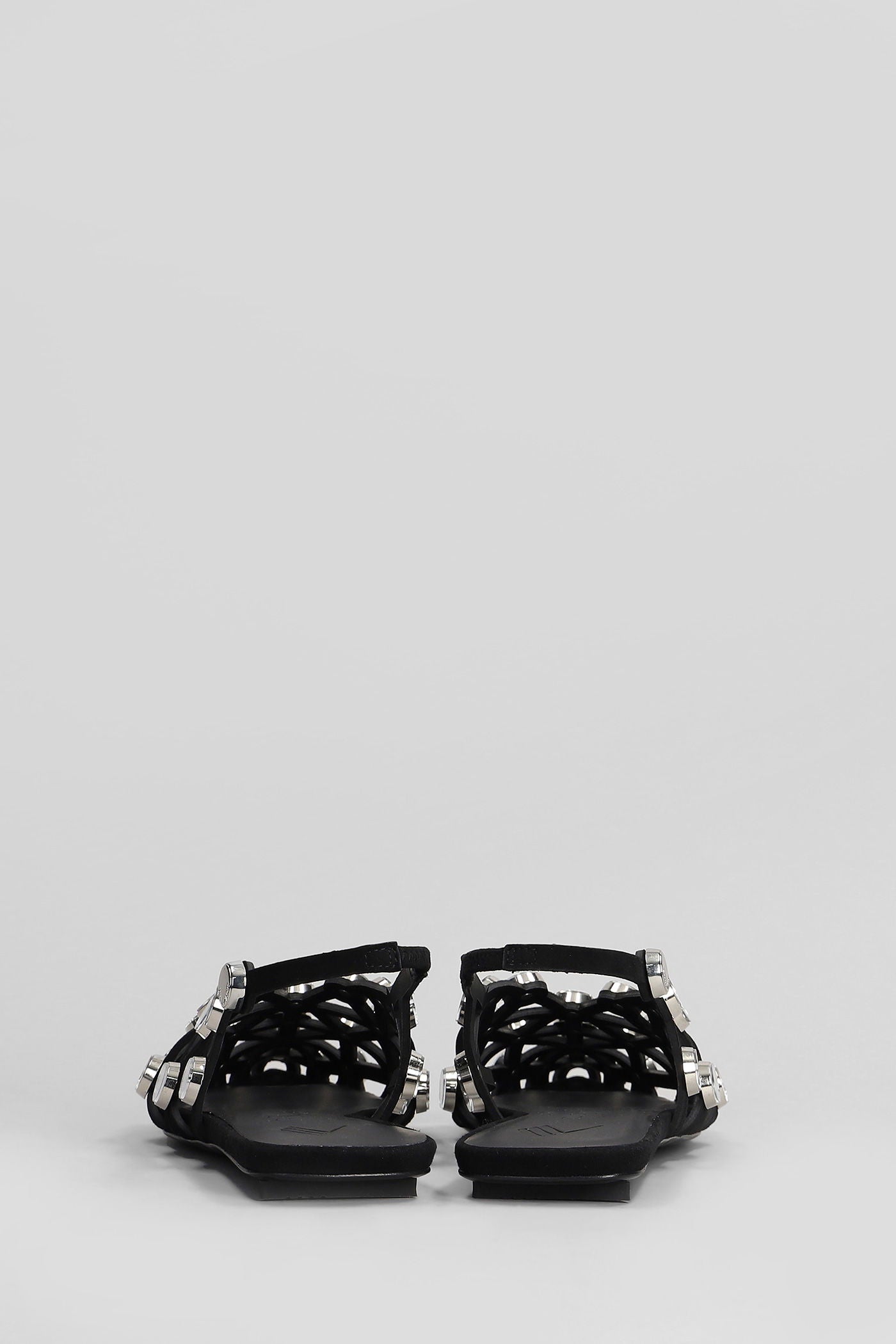 Grid Flats in black leather Scarpe