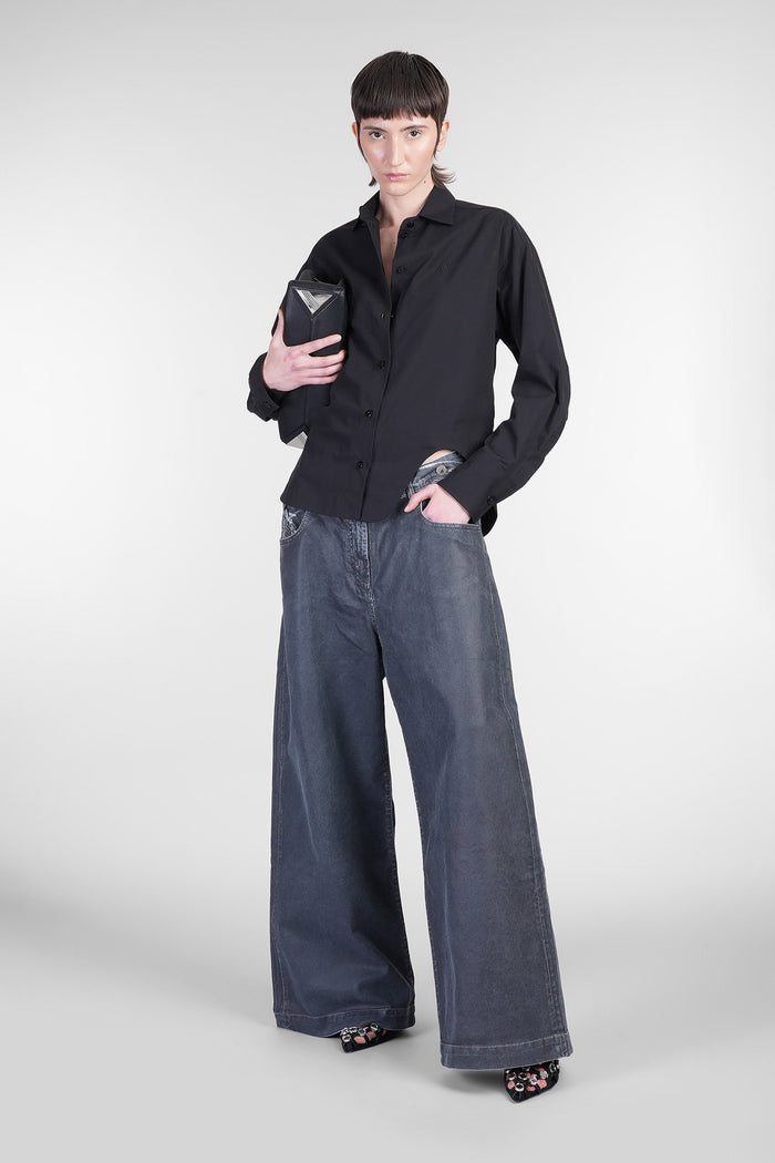 Shirt in black cotton Abbigliamento