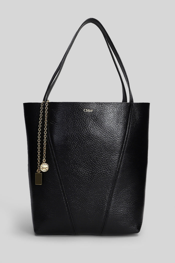 Spin Tote in black leather Borse