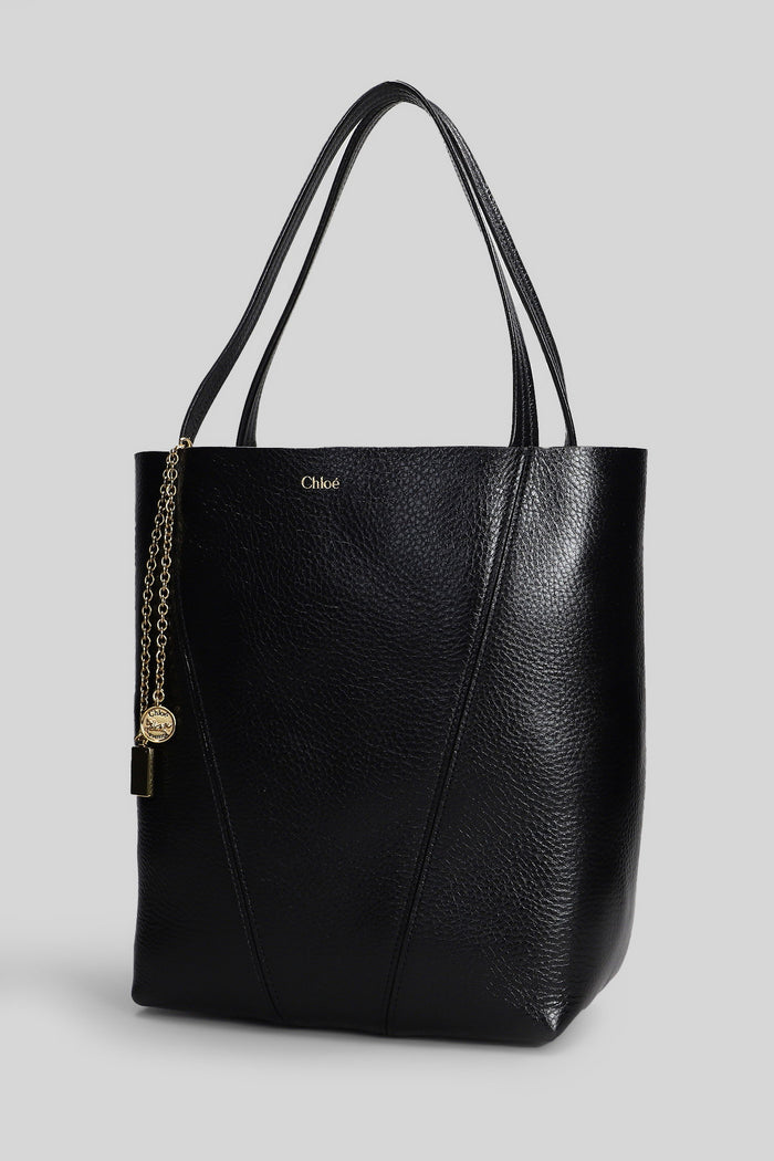 Spin Tote in black leather Borse