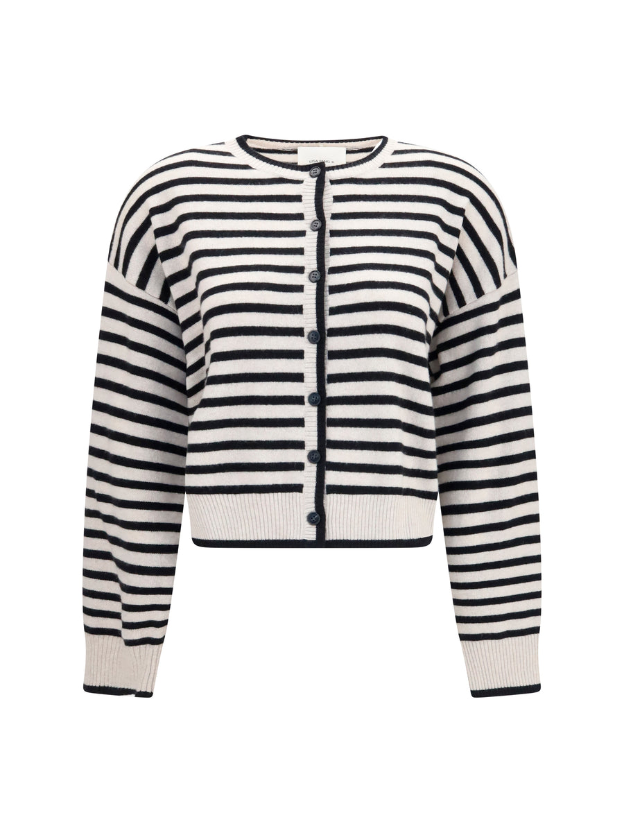 Cardigan Marit Striped Oyster-Black Oyster/black Cashmere (capra Hircus)