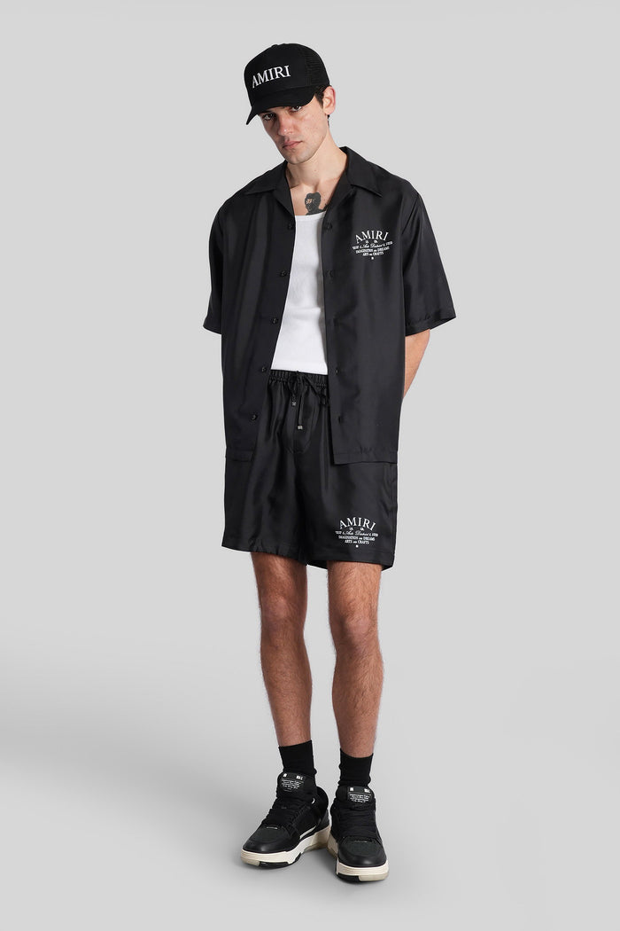 Shorts in black silk Abbigliamento