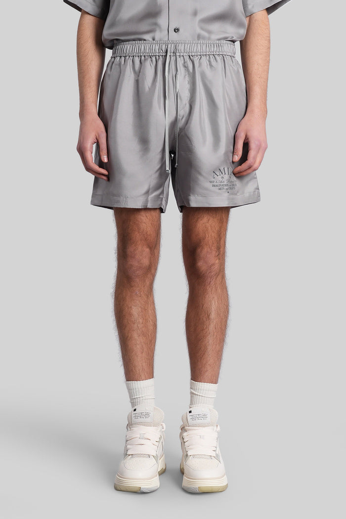 Shorts in grey silk Abbigliamento