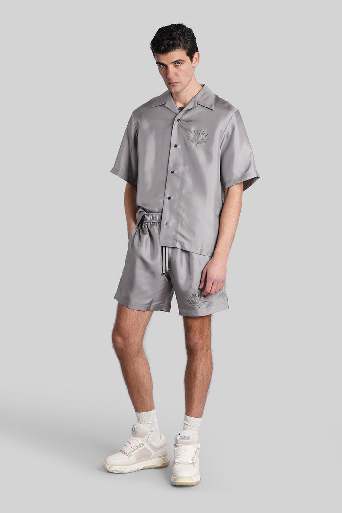 Shorts in grey silk Abbigliamento