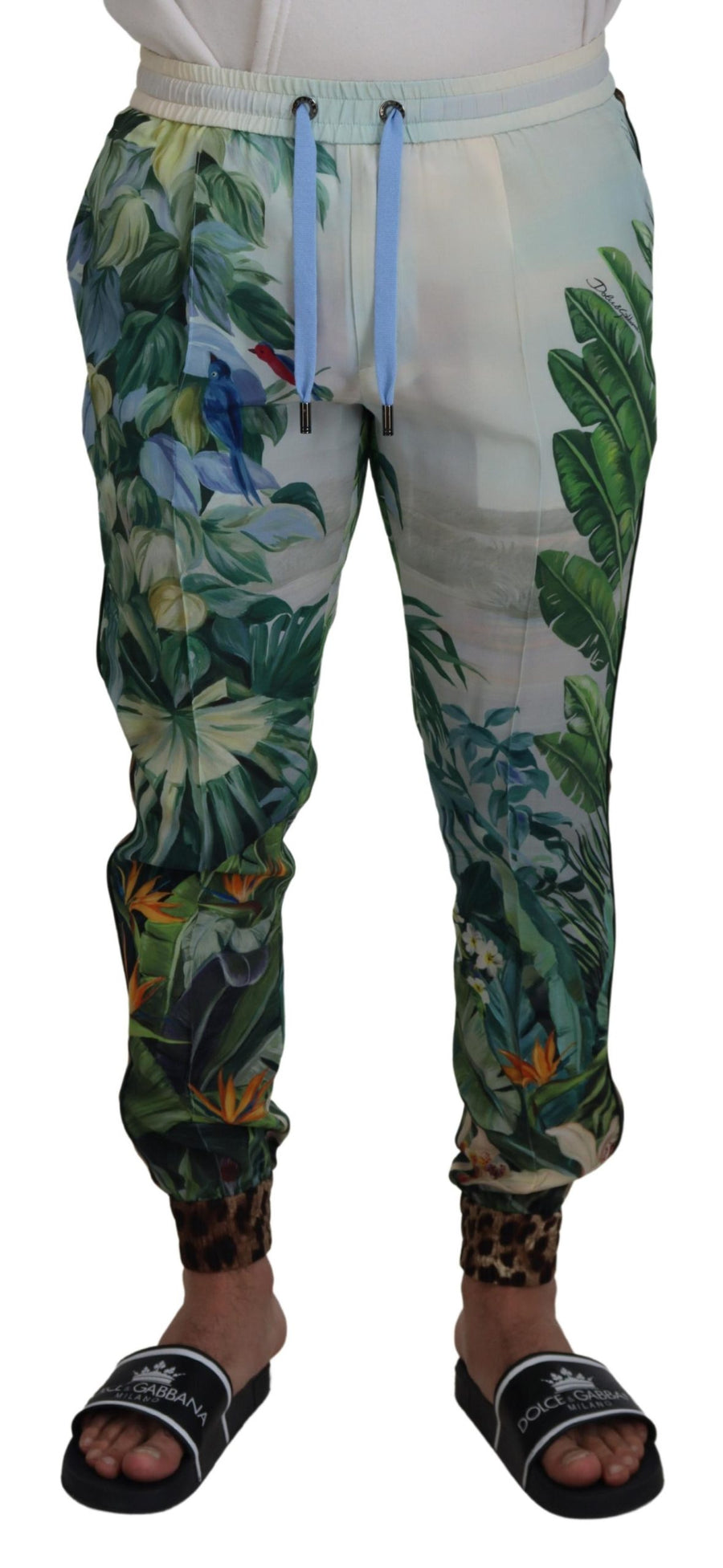 Dolce & Gabbana 100% Silk jogger pants in white