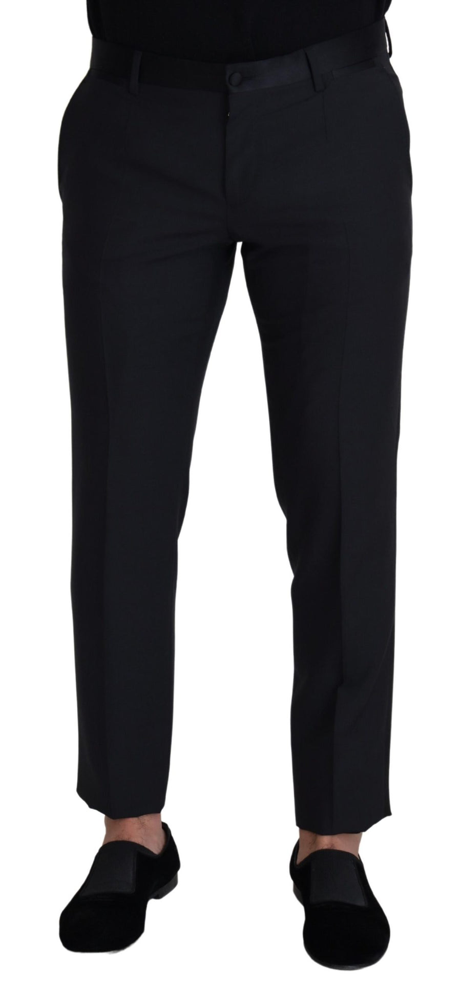 Dolce & Gabbana 90% Virgin Wool 7% Silk 3% Polyester trousers in black