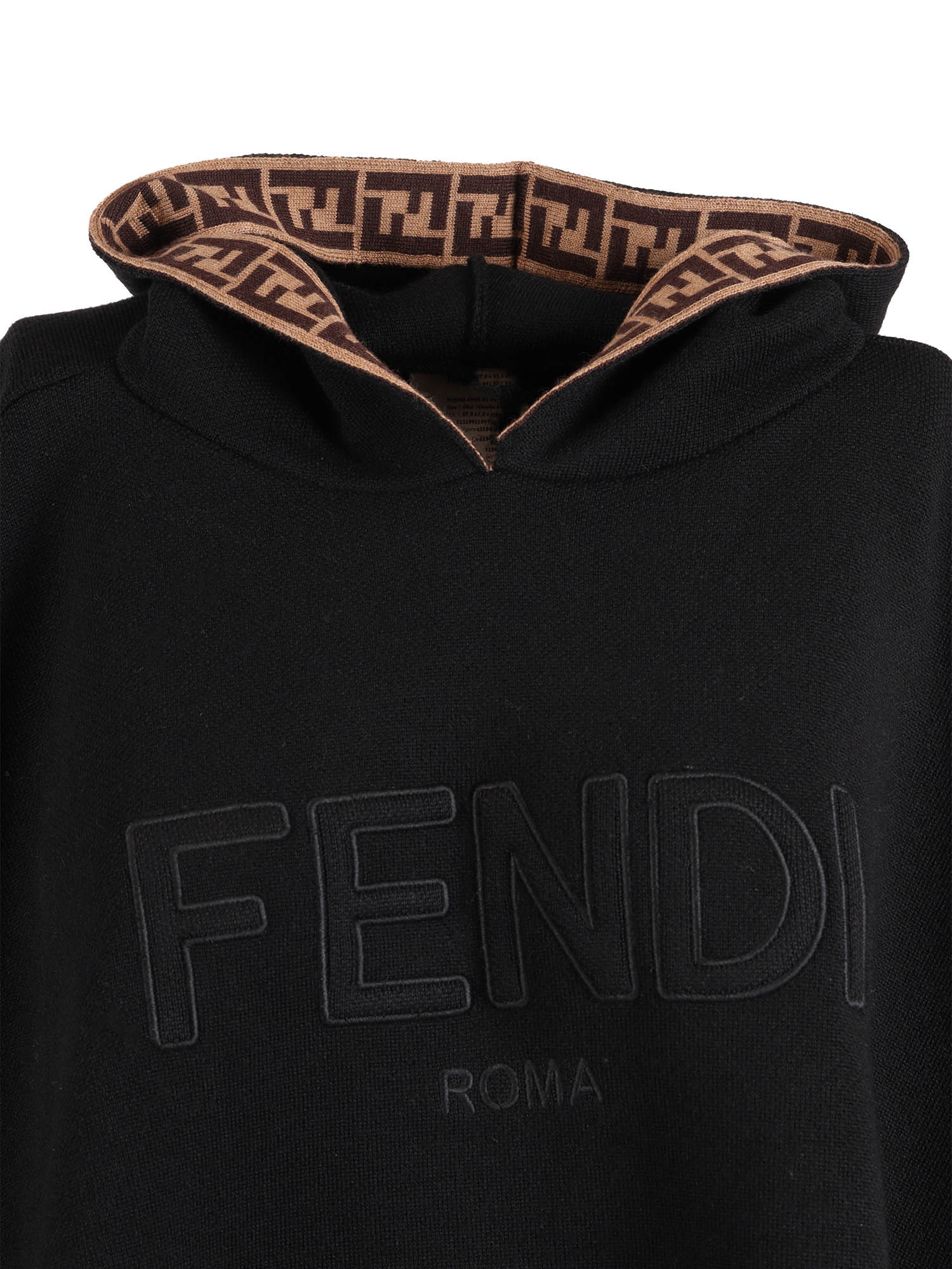 FENDI ROMA CAPE Black Virgin Wool