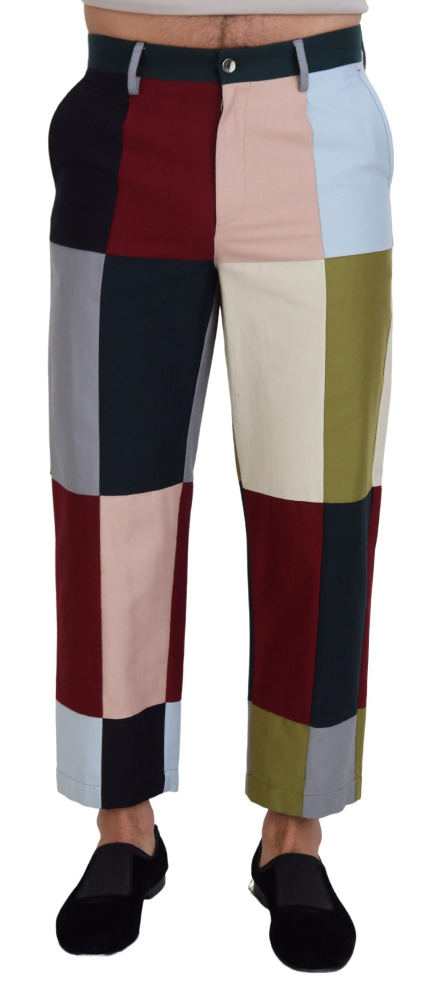 Multicolor Cotton Patchwork Pants Elastane
