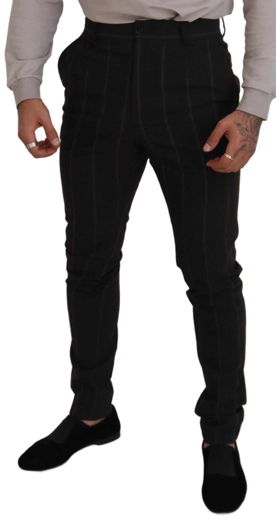 Dolce & Gabbana 87% Virgin Wool chinos in black — view 4