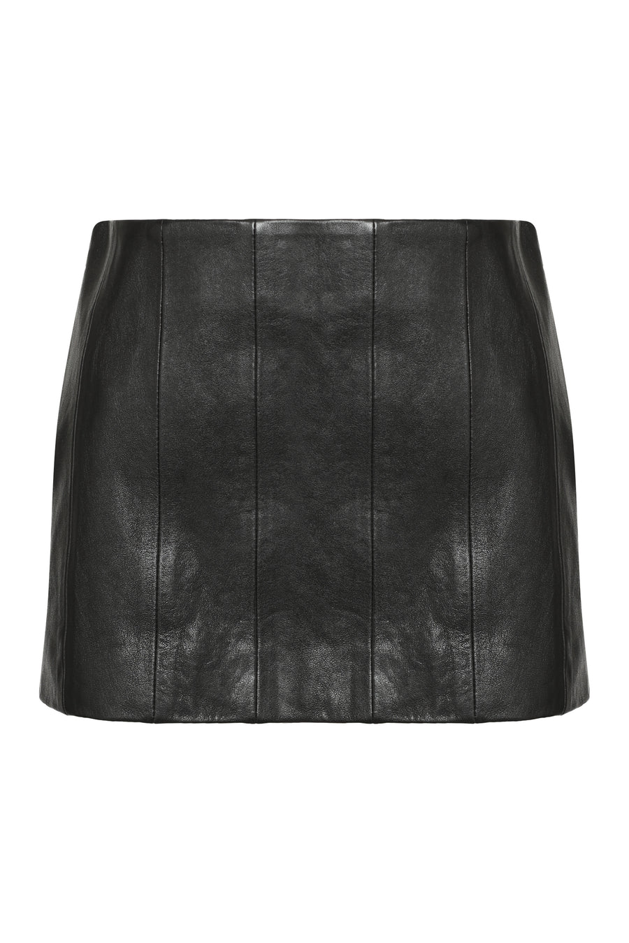Khaite Meelar Leather Mini Skirt Black Lamb