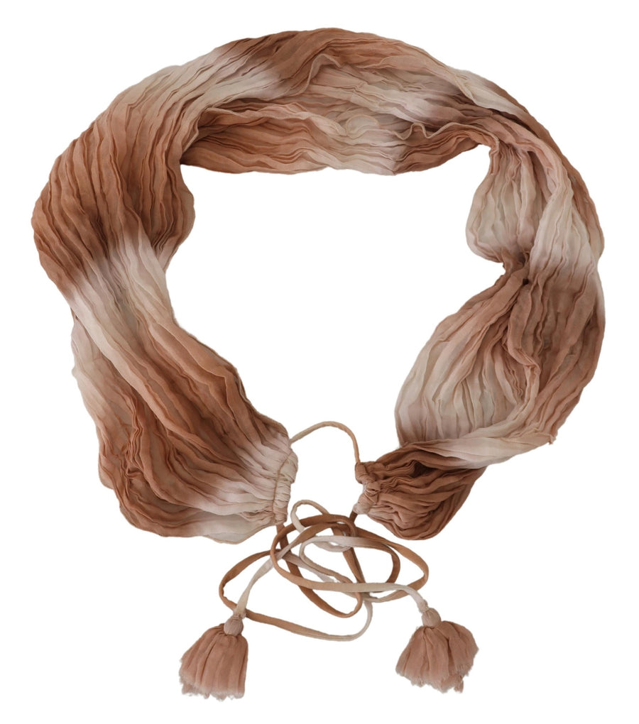 Ermanno Scervino 100% Silk scarf in brown
