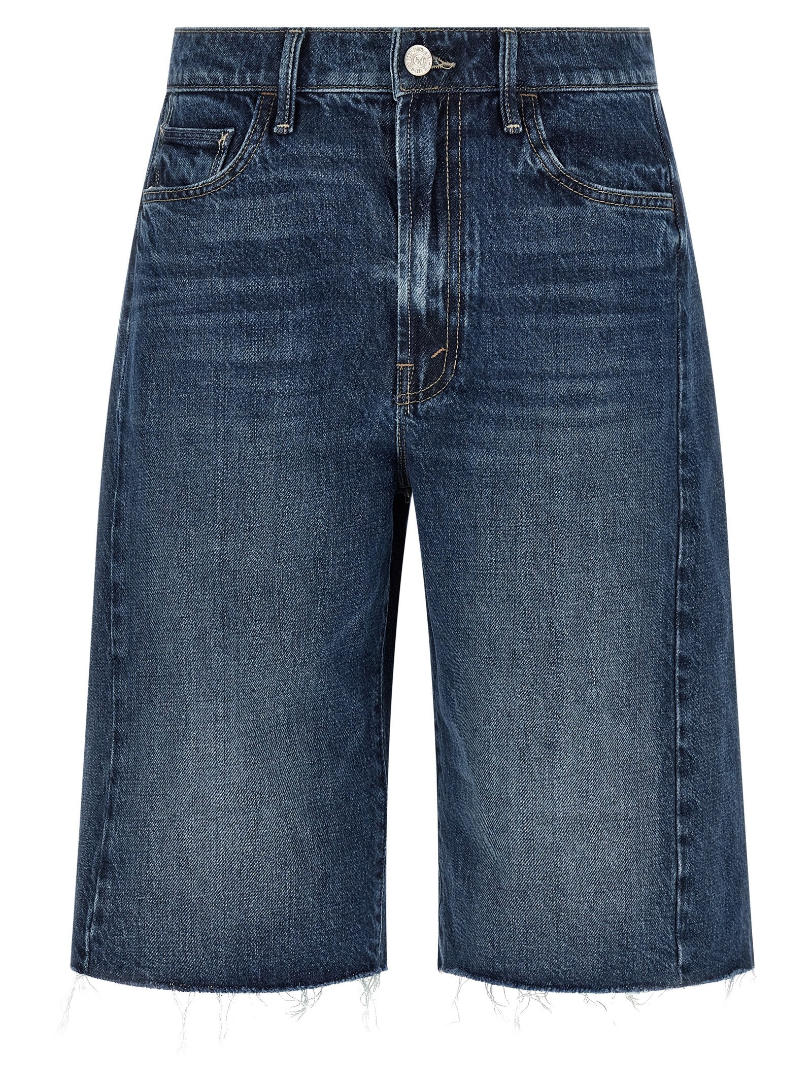The Half-Pipe Bermuda Fray Shorts Blue Cotton Bermuda