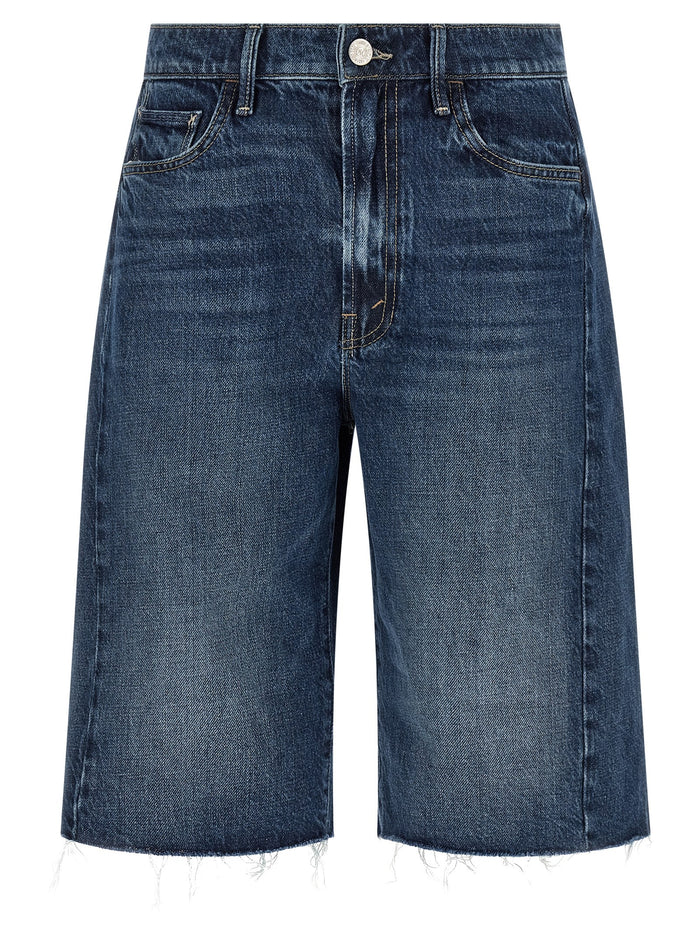 The Half-Pipe Bermuda Fray Shorts Blue Cotton Bermuda