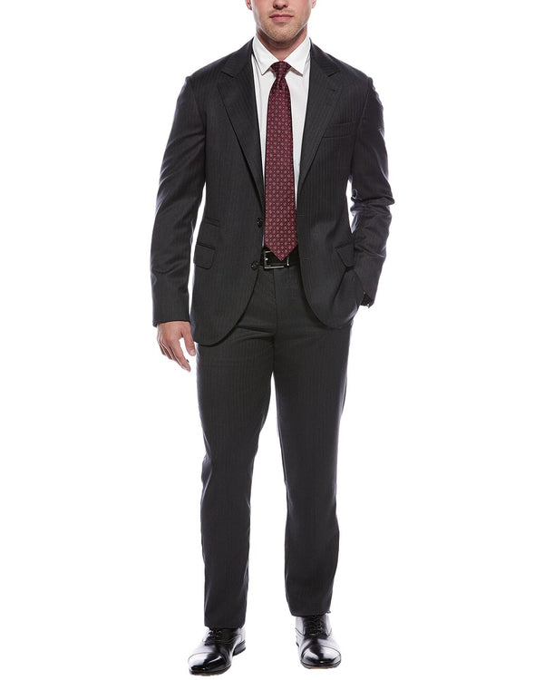 Brunello Cucinelli Mens Anthracite Wool Two-Piece Suit Grey
