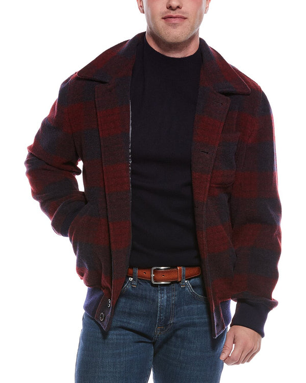 Brunello Cucinelli Mens Bordeaux Blue Wool Jacket Clothing