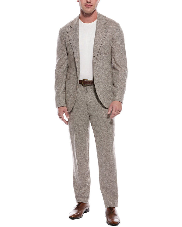 Brunello Cucinelli Mens Taupe Tailored Suit With Blazer Brown