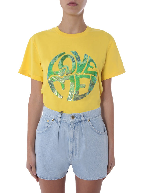 Crew Neck T-Shirt Yellow Cotton T-shirts