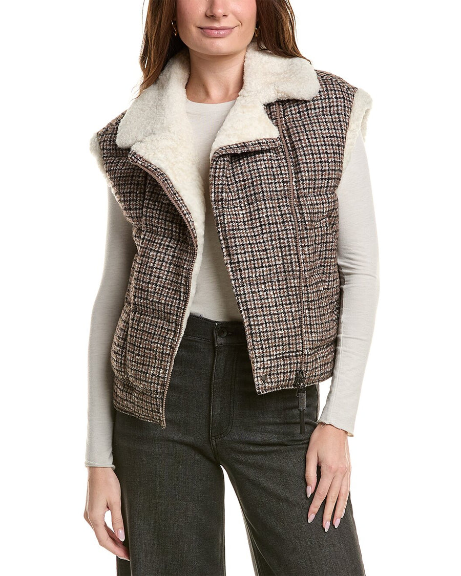Brunello Cucinelli Womens Brown Wool Plaid Jacket Clothing