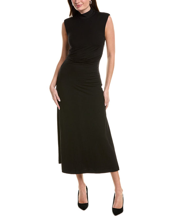 Brunello Cucinelli Womens Black Wool Sleeveless Turtleneck Midi Dress
