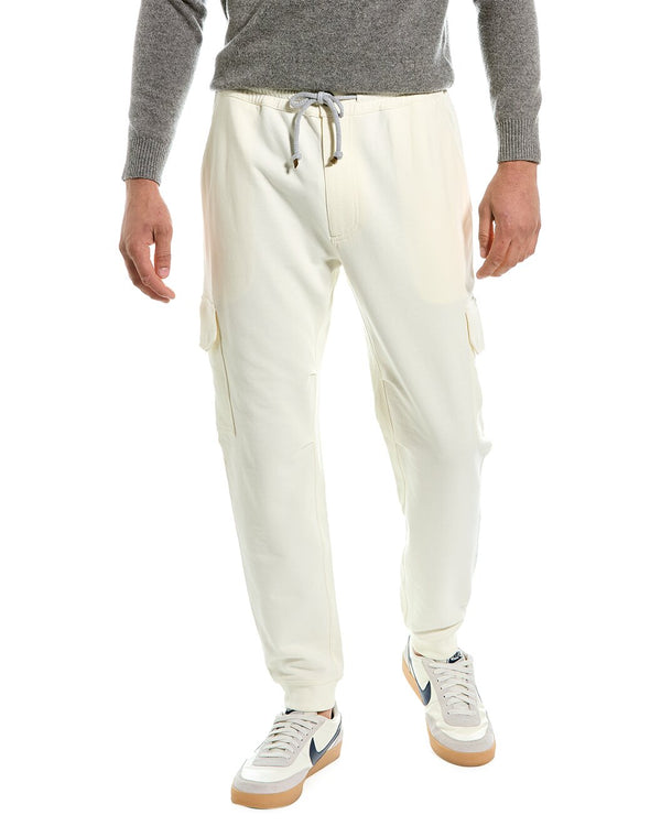 Brunello Cucinelli Mens Off White Relaxed Cotton Trousers Off-white