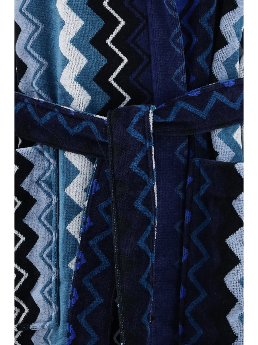 Hooded Bathrobe Giacomo Blue Cotton Cushions