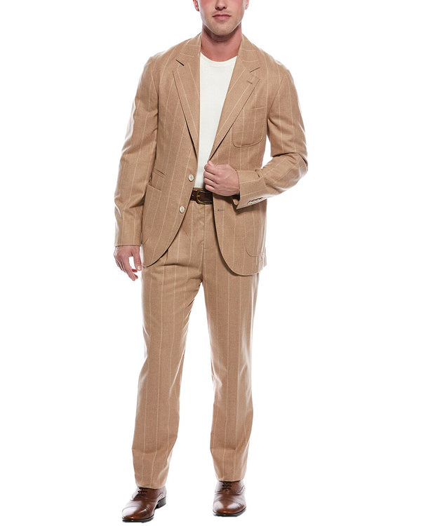 Brunello Cucinelli Mens Tan Wool Tailored Suit One Color